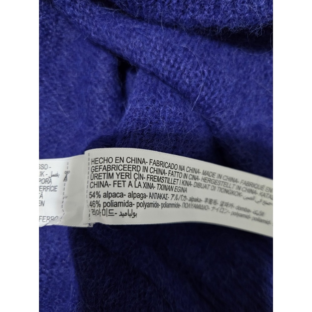Massimo Dutti Alpaca Blend Sweater Hammered Gold Buttons Blue Size M NWT - Picture 5 of 7
